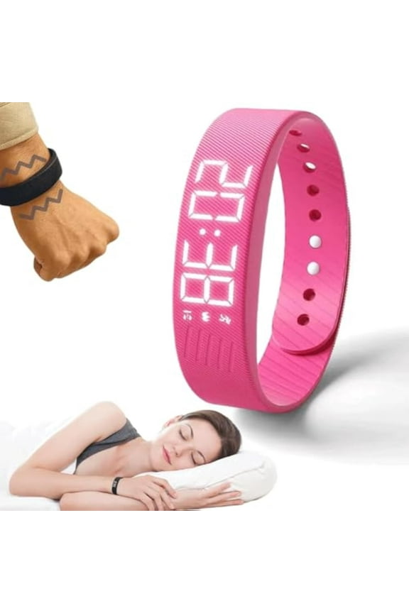 Fitsleeps Alarm Clock Watch,Silent Vibration Wake-Up Wristband for Deep Sleepers,Snooze Free Smart Watch for Men and Women (Pink)
