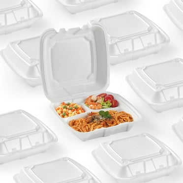 Fitsu Foam take out container,3 Compartment,200 pack,9.50” x 9.25” x 3.75”