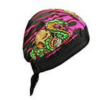 Fitted Bandana Skull Rattle Snake Flame Fitted Du Rag Headwrap