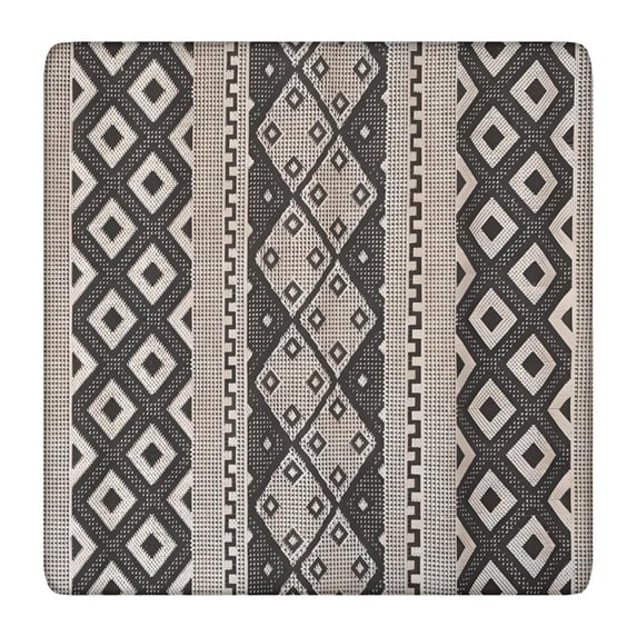 Fitted Bohemian Style Square Table Cover 36x36 Inch, Elastic Hem Tablecloth for Card Tables and Kitchen Dining Areas