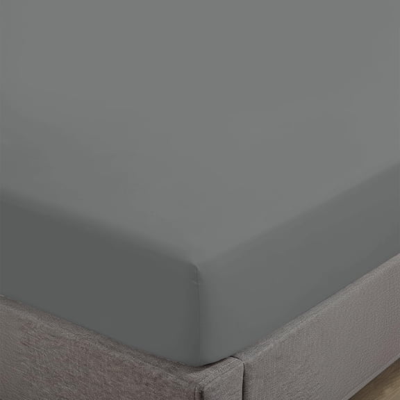 Fitted Bottom Sheet Full Size 500 Thread Count 100% Cotton Sateen Soft Cooling Deep Pocket 18" Elastic Mattress Cover Ash Grey