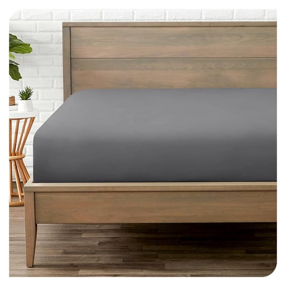 Fitted Bottom Sheet Split King - Premium 1800 Microfiber - Ultra-Soft Wrinkle Free - Deep Pocket - 2 Twin XL Fitted Sheets (Split King, Grey)