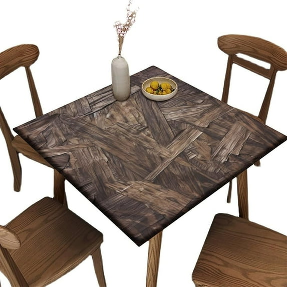 Fitted Card Table Tablecloth, Fallen Leaves Texture Pattern Printed on Stain Resistant Polyester Table Cover, for Family Party and Patio Decoration, Fit for 32" x 32" Square Table