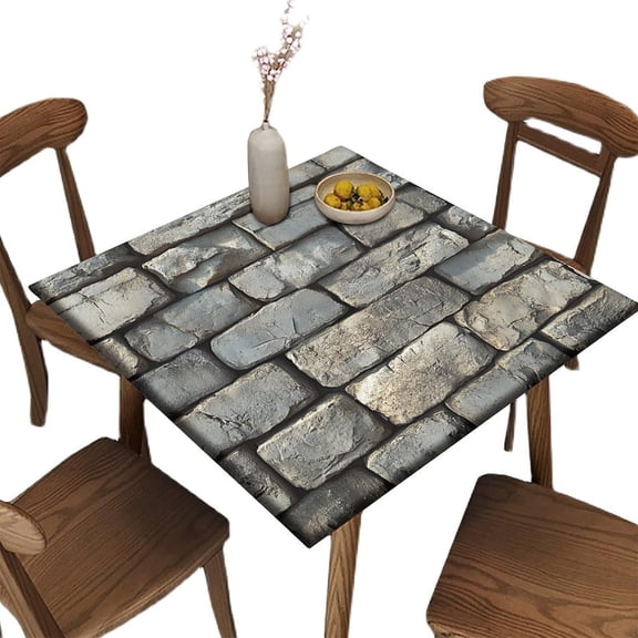 Fitted Card Table Tablecloth Square, Brick Wall Pattern Printed on Fade Resistant Elastic Table Cover Square, Perfect for Parties & Celebrations, Fit for 36" x 36" Square Tables