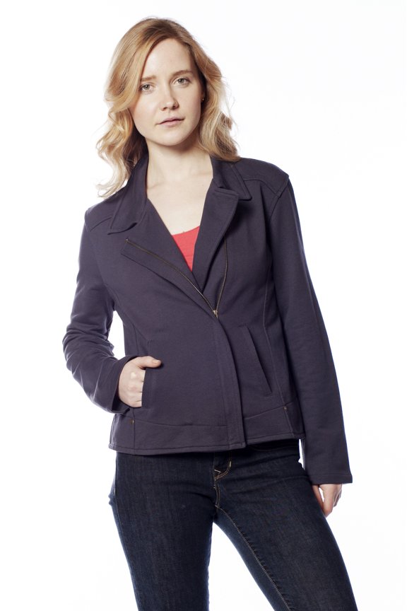 Fitted Cotton Jacket with Asymmetric Zipper Closure