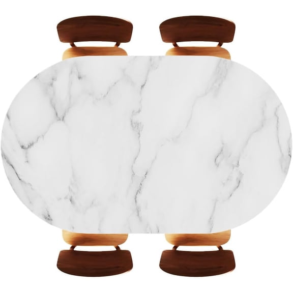 Fitted Covers for Oval Table Abstract Marble Texture Design, Decorative Table Topper Cap for Cocktail Patio Terrace, Fits 48"x68" Oval Tables, Style10