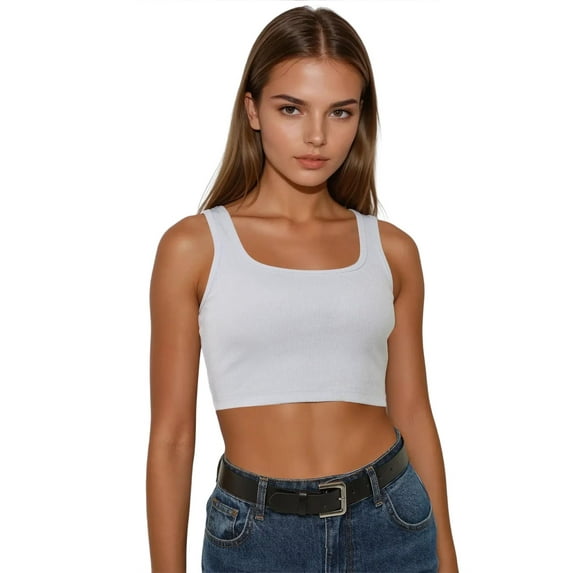 Fitted Crew Neck Cropped Tank Top