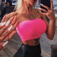 thumbnail image 1 of Fitted Crop Tank Tops for Woman's Fashion Casual Sleeveless Bra Slim Short Solid Color Sexy Vest Tank Tops Pink, 1 of 6