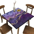 thumbnail image 1 of Fitted Elastic Edge Square Tablecloths, Gold Edge Marble Polyester Table Cover, for Indoor Restaurant or Outdoor Patio Party Dining, Fit for 36" x 36"Square Table, 1 of 5