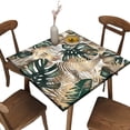 thumbnail image 1 of Fitted Elastic Edge Square Tablecloths, Green and Golden Leaves Polyester Table Cover, for Kitchen Dining Party Patio Tabletop Decoration, Fit for 36" x 36"Square Table, 1 of 5