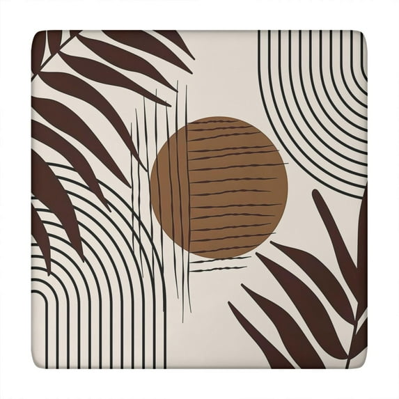 Fitted Floral Square Tablecloth 34x34 Inch with Elastic Edging, Bohemian Style Cover for Card Tables and Patio Dining