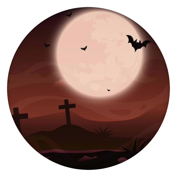 Fitted Halloween Table Cover for 44 Inch Round Table - Pumpkin Spooky Design Elastic Edge Washable Party Dining Decor