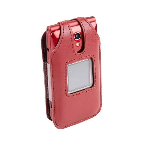 Fitted Leather Case for Alcatel GreatCall Jitterbug Flip Phone for Seniors, Features: Rotating Belt Clip, Screen & Keypad Protection, Secure Fit