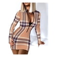 thumbnail image 1 of Fitted Long Sleeve Dress With Zipper And V-Neck, 1 of 5