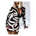 thumbnail image 1 of Fitted Long Sleeve Dress With Zipper And V-Neck, 1 of 4