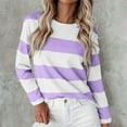 thumbnail image 1 of Fitted Long Sleeve Shirt Wome Womens Long Sleeve Shirts T Shirts Crew Neck Shirts Basic Tee Comfy Striped Printed Tops Blouse, 1 of 5