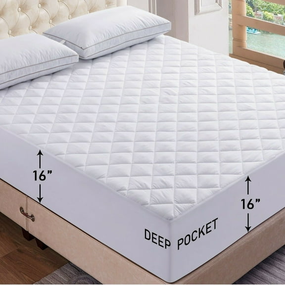 Fitted Mattress Pad Deep Pocket Cooling Breathable Mattress Pad Topper Protector