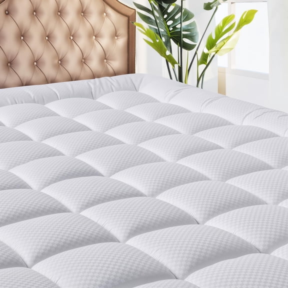 Fitted Mattress Pad Twin XL Cooling, Breathable Quilted Mattress Topper Protector with 21 Inch Deep Pocket, Soft Pillow Top Cover for Room and Room Decor, White