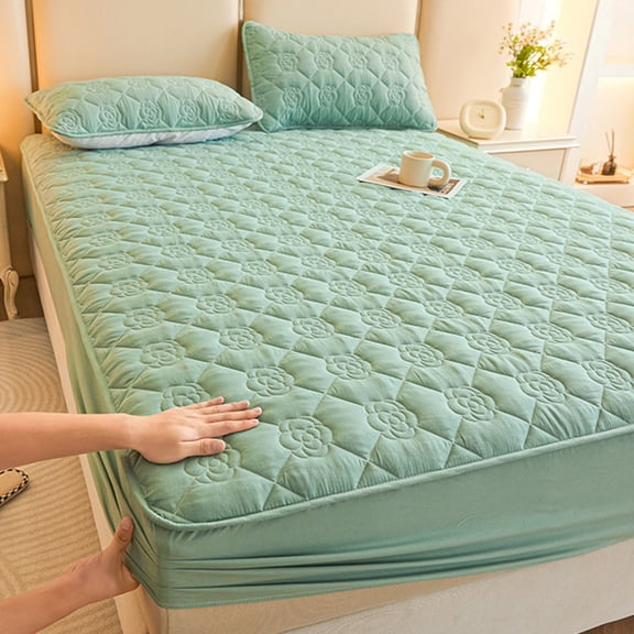 Fitted Mattress Protector 150x200cm 59x78 Inch Waterproof Bed Sheet - Soft Breathable Quilted Cover with Deep Pocket - Washable Mattress Pad for Home, Hotel, Dormitory, Guest Room