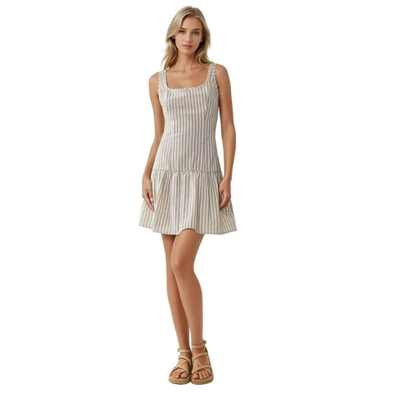 Fitted Mini Dress with Square Collar