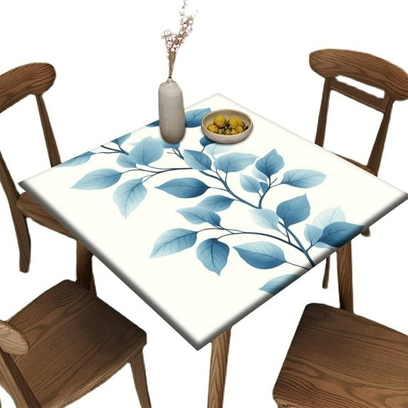 Fitted Outdoor Tablecloth Square, Jade Leafy Trail Pattern Printed on Polyester Table Cover for Outdoor Table, Perfect for Wedding Reception Banquet Hall, Fit for 36" x 36" Square Tables