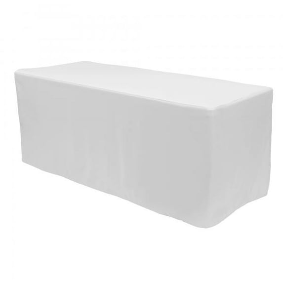 Fitted Polyester Rectangular Table Cover 6ft - White