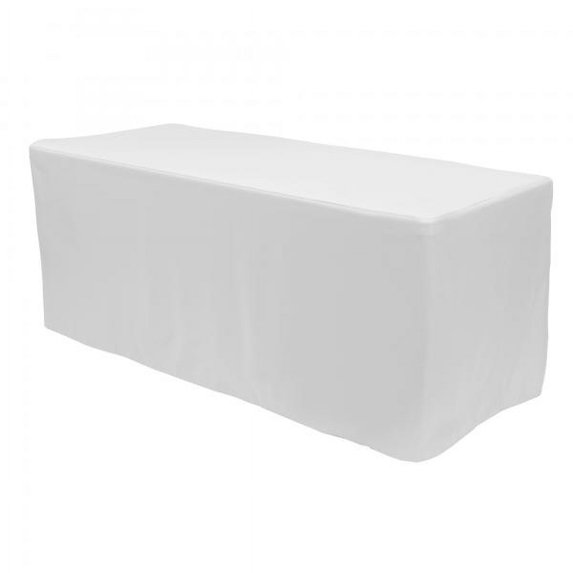 Fitted Polyester Rectangular Table Cover 8ft - White