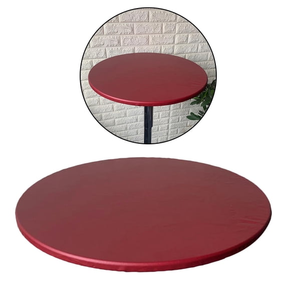 Fitted Round Table Cloth Waterproof Polyester Tablecloth for Catering Banquet - Red