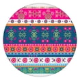 thumbnail image 1 of Fitted Round Table Cover Boho Floral Motif, Elastic Hem for 52-56 Inch Tables, Machine Washable Fabric for Dining Patio Party, 1 of 7