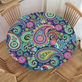 thumbnail image 1 of Fitted Round Tablecloth, Elastic Edge Design,Suitable for Round Tables Ranging from 44"-60",Round Outdoor Tablecloth,Paisley Style,Easy Clean & Stain Resistant, 1 of 4