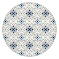 thumbnail image 1 of Fitted Round Tablecloth with Botanical Floral Print, Stretch Edge Design, Made of Durable Polyester, Fits 44-52 Inch Tables for Indoor or Outdoor Use, 1 of 7