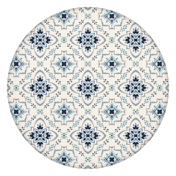 Fitted Round Tablecloth with Botanical Floral Print, Stretch Edge Design, Made of Durable Polyester, Fits 44-52 Inch Tables for Indoor or Outdoor Use