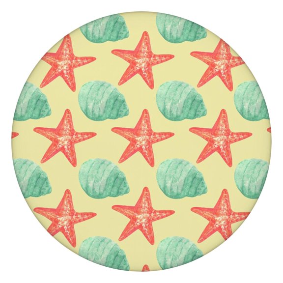 Fitted Round Tablecloth with Nautical Starfish & Anchor Theme - Waterproof Spill-Proof Elastic Table Cover for Restaurants and Events