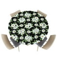 thumbnail image 1 of Fitted Round Tablecloths Table Covers 36-44in,Blossom Watercolor Daisy Flower Waterproof Elastic Edged Table Cloth for Kitchen Dining Holiday Party Tables Decor,Leaves and Floral on Black, 1 of 6