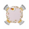thumbnail image 1 of Fitted Round Tablecloths Table Covers 36-44in,Fall Harvest Thanksgiving Pumpkin Waterproof Elastic Edged Table Cloth for Kitchen Dining Holiday Party Tables Decor,Flower Leaves on Pink Checker, 1 of 6