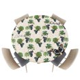 thumbnail image 1 of Fitted Round Tablecloths Table Covers 36-44in,Farm Fruit Purple Grape and Leaves Waterproof Elastic Edged Table Cloth for Kitchen Dining Holiday Party Tables Decor,Retro Green and Letter Texture, 1 of 1