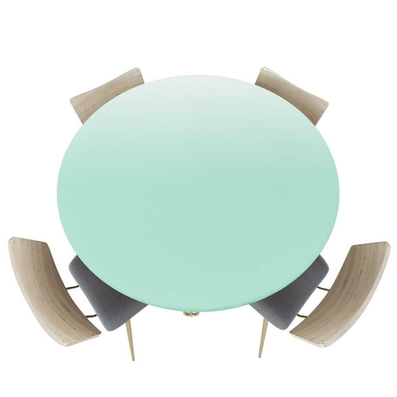 Fitted Round Tablecloths Table Covers 36-44in,Gradient White and Mint Green Waterproof Elastic Edged Table Cloth for Kitchen Dining Holiday Party Tables Decor,Abstract Minimalism Modernity