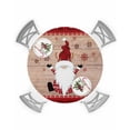 thumbnail image 1 of Fitted Round Tablecloths Table Covers 36-44in,Merry Christmas Gnome Snowflake Waterproof Elastic Edged Table Cloth for Kitchen Dining Holiday Party Tables Decor,Retro Wood Plank and Grid, 1 of 6