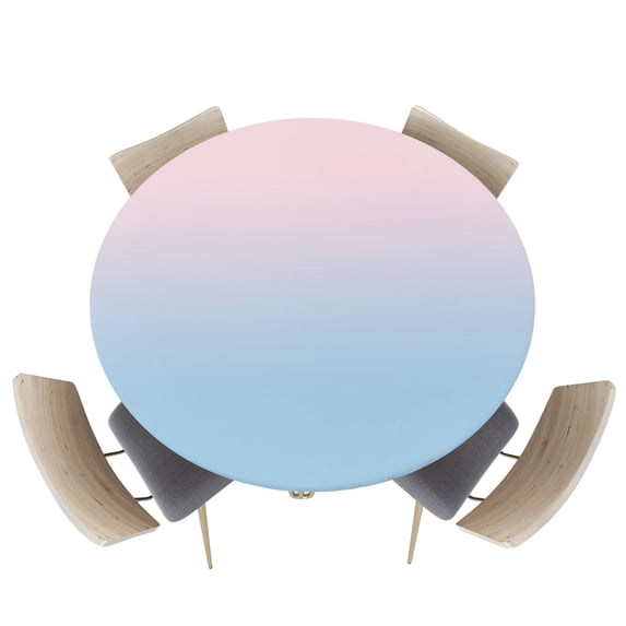 Fitted Round Tablecloths Table Covers 36-44in,Modern Abstract Ombre Color Art Waterproof Elastic Edged Table Cloth for Kitchen Dining Holiday Party Tables Decor,Minimalist Pink Blue Gradient