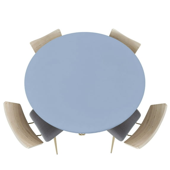 Fitted Round Tablecloths Table Covers 36-44in,Modernity Minimalist Solid Color Waterproof Elastic Edged Table Cloth for Kitchen Dining Holiday Party Tables Decor,Pure Wathet Baby Blue