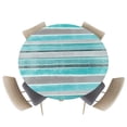 thumbnail image 1 of Fitted Round Tablecloths Table Covers 36-44in,Turquoise Gray Striped Waterproof Elastic Edged Table Cloth for Kitchen Dining Holiday Party Tables Decor,Vintage Horizontal Stripes, 1 of 6