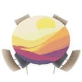 thumbnail image 1 of Fitted Round Tablecloths Table Covers 45-54in,Abstract Nature Sunset Landscape Waterproof Elastic Edged Table Cloth for Kitchen Dining Holiday Party Tables Decor,Geometric Stripe Mountain, 1 of 1