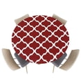 thumbnail image 1 of Fitted Round Tablecloths Table Covers 45-54in,Classic Moroccan Tile Geometric Art Waterproof Elastic Edged Table Cloth for Kitchen Dining Holiday Party Tables Decor,Retro Burgundy, 1 of 6