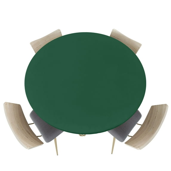 Fitted Round Tablecloths Table Covers 45-54in,Modern Minimalism Hunter Green Waterproof Elastic Edged Table Cloth for Kitchen Dining Holiday Party Tables Decor,St Patricks Olive Green