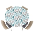thumbnail image 1 of Fitted Round Tablecloths Table Covers 55-60in,Abstract Teal Green Grey Leaves Waterproof Elastic Edged Table Cloth for Kitchen Dining Holiday Party Tables Decor,Botanical Foliage on White, 1 of 6