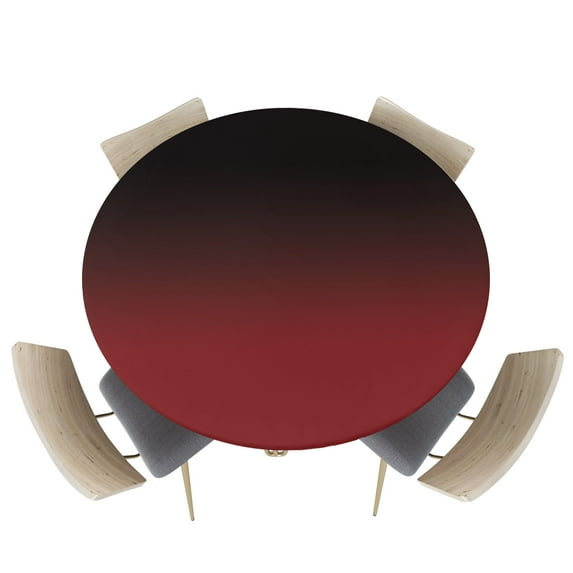 Fitted Round Tablecloths Table Covers 55-60in,Black and Red Ombre Waterproof Elastic Edged Table Cloth for Kitchen Dining Holiday Party Tables Decor,Abstract Gradient Art