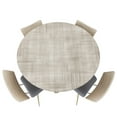 thumbnail image 1 of Fitted Round Tablecloths Table Covers 55-60in,Farm Rustic Burlap Linen Texture Waterproof Elastic Edged Table Cloth for Kitchen Dining Holiday Party Tables Decor,Vintage Lattice Lines Stripe, 1 of 6
