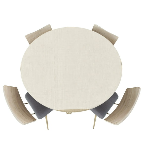 Fitted Round Tablecloths Table Covers 55-60in,Farmhouse Rural Retro Burlap Waterproof Elastic Edged Table Cloth for Kitchen Dining Holiday Party Tables Decor,Vintage Rustic Linen Cotton Flax