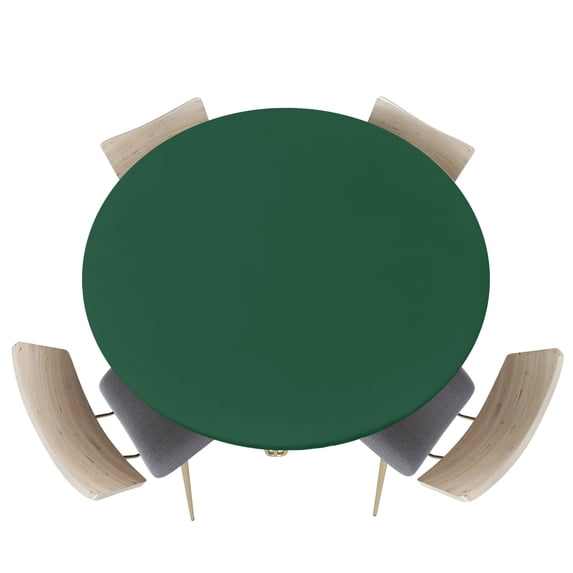 Fitted Round Tablecloths Table Covers 55-60in,Modern Minimalism Hunter Green Waterproof Elastic Edged Table Cloth for Kitchen Dining Holiday Party Tables Decor,St Patricks Olive Green
