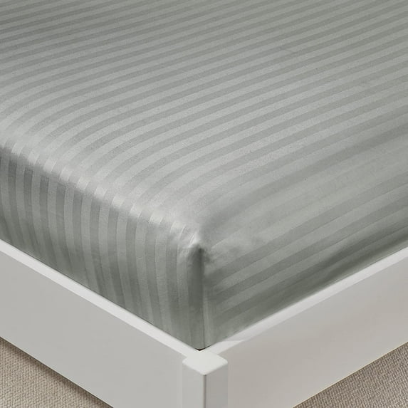 Fitted Sheet 1 Piece Only - 30" Inch Deep Pocket Queen Size Sheets - 400 TC Egyptian Cotton Super Elastic Bottom Mattress Covers & Protectors - Deep Pocket Fitted Sheet - Light Grey Stripe.
